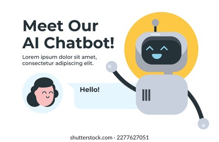 Meet Our AI Chatbot Poster with AI Robot Waving Hello