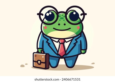 Meet our Business Frog! This isn’t your average amphibian. Dressed in a sharp suit and tie, and carrying a classic brown briefcase, this frog means business