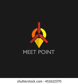 Meet Point Logo Design Template. Vector Illustration