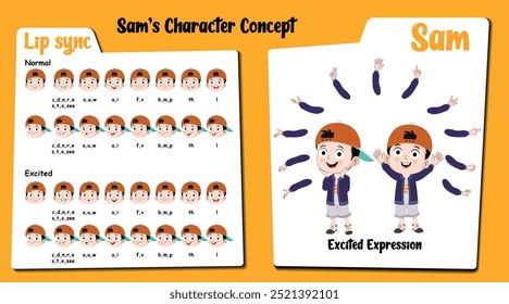 Conheça Sam, o personagem animado de desenho animado em um boné! Esta coleção vibrante apresenta suas expressões alegres e sincronismos labiais energéticos, perfeitos para transmitir entusiasmo. Explore uma variedade de poses divertidas 