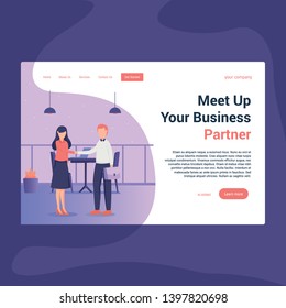 MEET UP YOUR PARTNER BUSINESS, perfect for landing page, web header, feature, presentation, etc. suitable for Business, Teamwork, Marketing Presentation and many more 