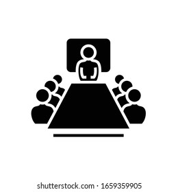 Meeting agenda black icon, concept illustration, vector flat symbol, glyph sign.