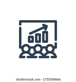 meeting analytics icon outline blue