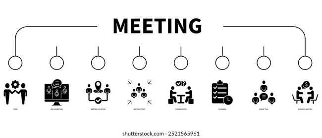 Concepto de Ilustración vectorial de icono de Web de Anuncio de reunión