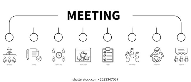 Concepto de Ilustración vectorial de icono de Web de Anuncio de reunión