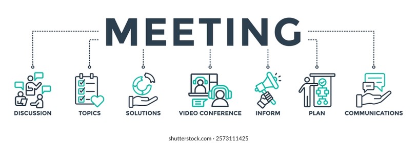 Meeting banner web icon vector illustration for business meeting and discussion