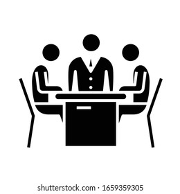 Meeting black icon, concept illustration, vector flat symbol, glyph sign.