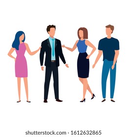 meeting of business people avatar characters vector illustration design