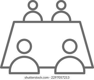 Meeting Business people icon with black outline style. communication, conference, human, group, partnership, collaboration, cooperation. Vector illustration