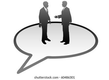 Meeting business people talk inside a communication speech bubble