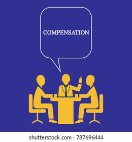 Meeting of businessmen. Business illustrations with the description:compensation