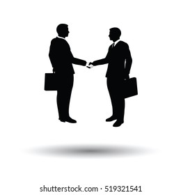 Meeting businessmen icon. White background with shadow design. Vector illustration.