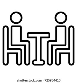 Meeting at the cafe activity icon with precision outline design 