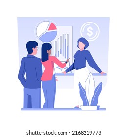 Meeting client isolated concept vector illustration. IT company managers talking with client, software development, briefing process, consulting customers, discussing project vector concept.