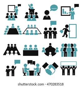 meeting, conference, consult icon set