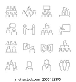 Meeting  conference icon set , thin line icons 