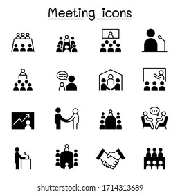 Meeting, Conference, Seminar, Planning Icon Set Vector Illustration Graphic Design