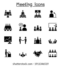 Meeting, Conference, Seminar, Planning Icon Set Vector Illustration Graphic Design