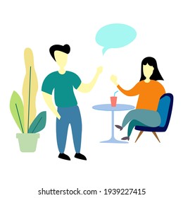 Meeting Conversation Cafe Flat Design