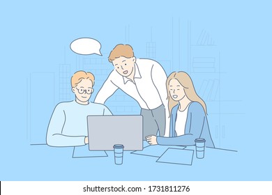 Meeting Coworking Teamwork Analysis Business Concept Stock Vector ...