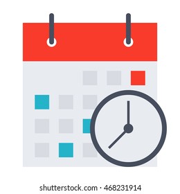 Meeting deadlines concept with calendar and clock.