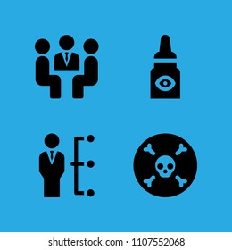 meeting, death, eye drops and manager icons vector in sample icon set for web and graphic design