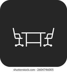 Meeting Desk Meeting icon with black filled line style. office, work, table, workplace, conference, worker, human. Vector illustration