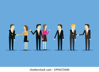 Meeting and discussing various business matters, Vector illustration in flat style