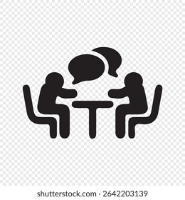 Meeting and Discussion Icon, Table Talk Vector Symbol