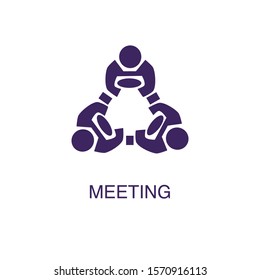 Meeting element in flat simple style on white background. Meeting icon, with text name concept template
