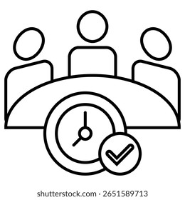 Meeting End outline icon isolated on white