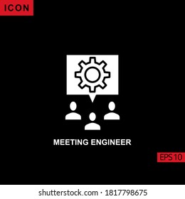 Meeting engineer vector icon on black background. Illustration flat icon for graphic, print media interfaces and web design.