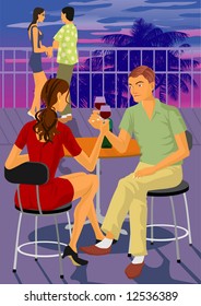 Meeting in the evening in cafe