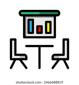 Icono plano de reunión. Símbolo de espacio de trabajo editable. Ilustraciones vectoriales.