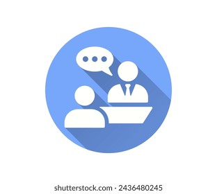 Ícono plano de encuentro con sombra larga para diseño gráfico y web.