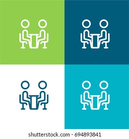 Meeting green and blue material color minimal icon or logo design