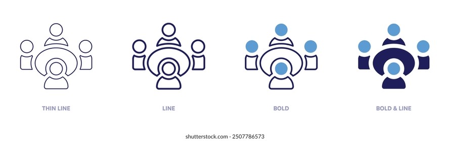 Meeting icon in 4 different styles. Thin Line, Line, Bold, and Bold Line. Duotone style. Editable stroke.