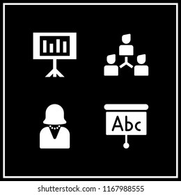 meeting icon. 4 meeting vector set. woman employee, employment team and presentation icons for web and design about meeting theme