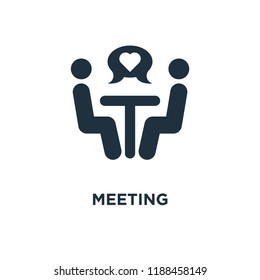 Meeting icon. Black filled vector illustration. Meeting symbol on white background. Can be used in web and mobile.