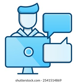 Meeting icon, blue gradient vector illustration