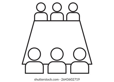 Meeting Icon. Business people are discussion each other icon vector isolated. People with table icon in flat style. Teamwork conference vector.