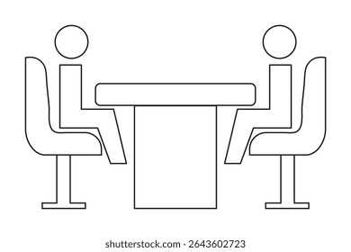 Meeting Icon. Business people are discussion each other icon vector isolated. People with table icon in flat style. Teamwork conference vector.