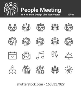 Meeting Icon Business Vector , Symbol Perfect Design Simple Set For Using In Web Site Logo 
Infographic Report , Line Vector Illustration