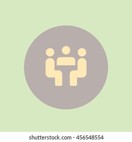meeting icon or button in flat style with long shadow, isolated vector illustration on transparent background