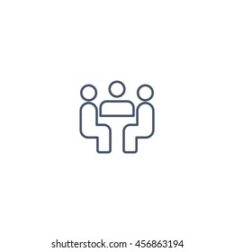 meeting icon or button in flat style with long shadow, isolated vector illustration on transparent background