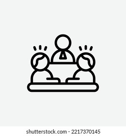  meeting icon, isolated Student guidance outline icon in light grey background, perfect for website, blog, logo, graphic design, social media, UI, mobile app