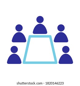 Meeting Icon Line Blue Color Business Stock Vector (Royalty Free ...