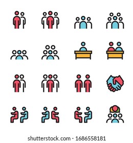 meeting icon line color vector illustration