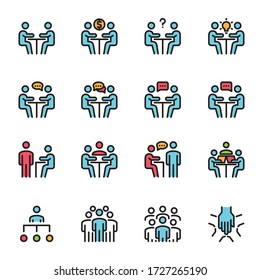 meeting icon line color vector illustration