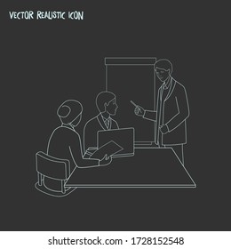 Elemento de línea de icono de reunión. Ilustración vectorial de la línea de iconos de reunión aislada en fondo limpio para el diseño del logotipo de la aplicación móvil web.